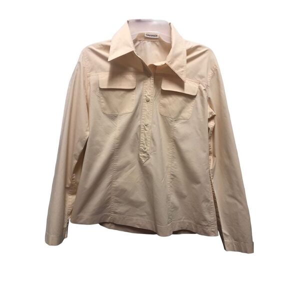 Tahari Women’s Yellow 3/4 Snap Button Up Collared Formal Casual Long Sleeve Blou - Picture 1 of 8